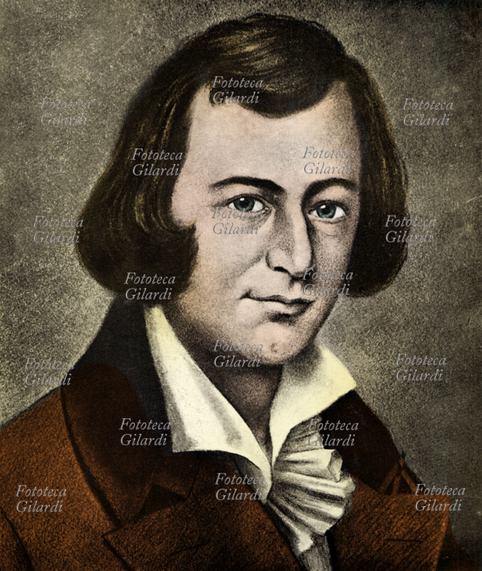 Heinrich HEINE (13 dicembre 1797 - 17 febbraio 1856) ritratto giovanile del poeta, drammaturgo e saggista romantico tedesco. versione colorata da litografia, Germania circa 1820