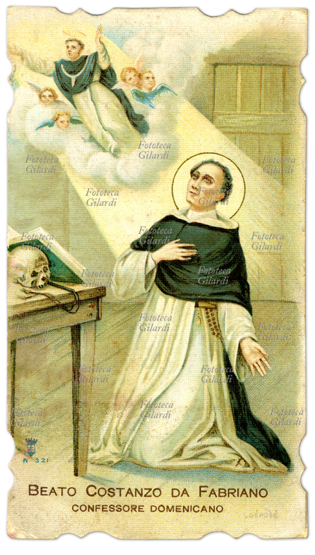 BEATO COSTANZO DA FABRIANO ( Costanzo Sérvoli 1410-1481) Confessore domenicano. Festa: 25 febbraio. Immaginetta cromolitografica, 1909