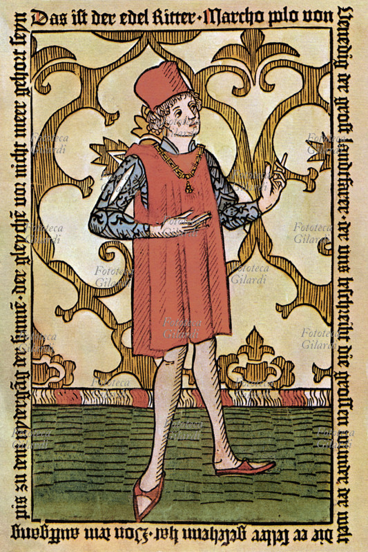 Marco POLO (1254-1324) Frontespizio illustrato della prima edizione de \