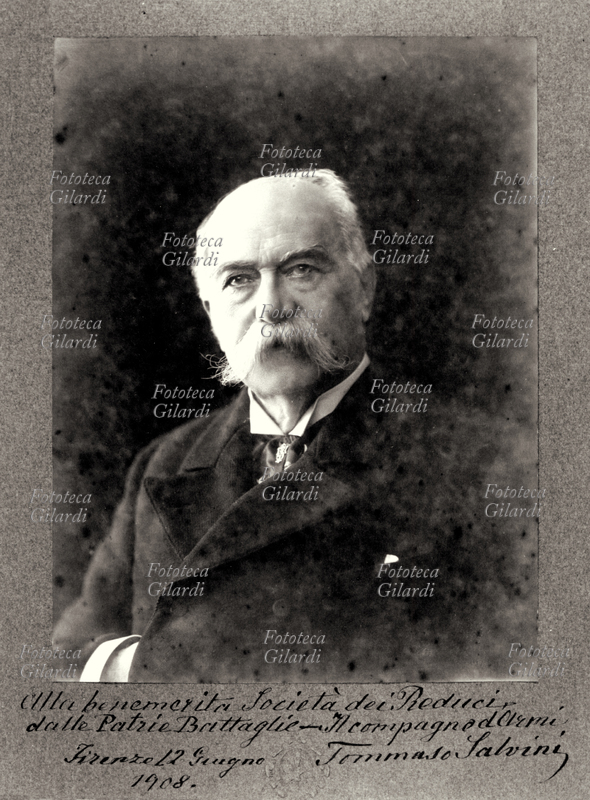 Tommaso SALVINI (1829 - 1915) attore. Ritratto autografo con dedica dal fondo \