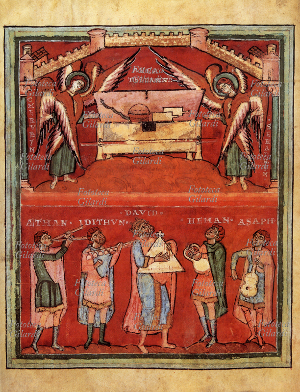 RE DAVIDE In alto un cherubino e un serafino indicano l\