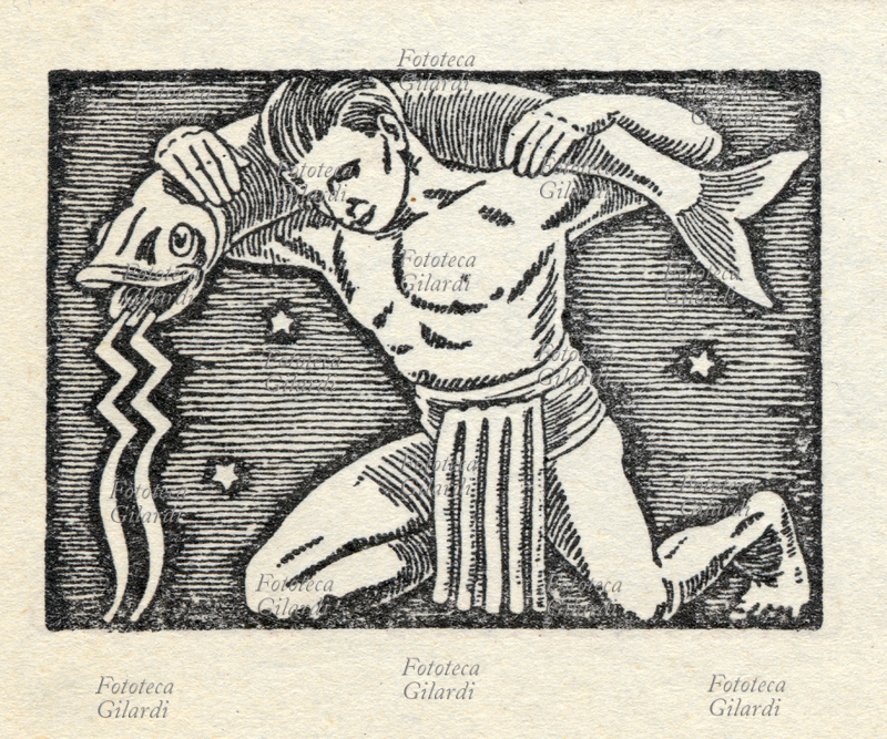 ZODIACO Acquario, xilografia 1942