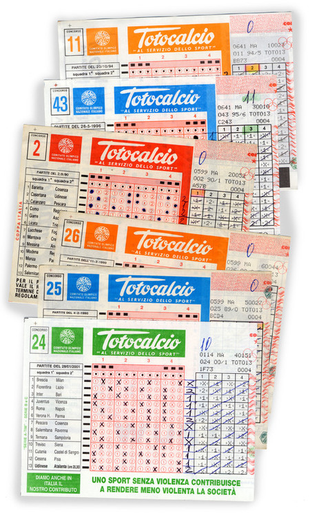 SCHEDINE GIOCATE DEL TOTOCALCIO 1990 2001 SCHEDINE GIOCATE DEL TOTOCALCIO 1990 2001