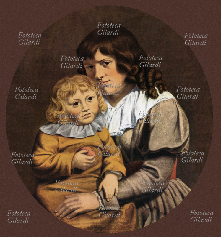 Johann Wolfgang GOETHE (1749-1832) Christiane Vulpius con August, figlio suo e di J.W.Goethe. Christiane era una giovane donna di Weimar che Goethe incontrò dopo il suo rientro dall\