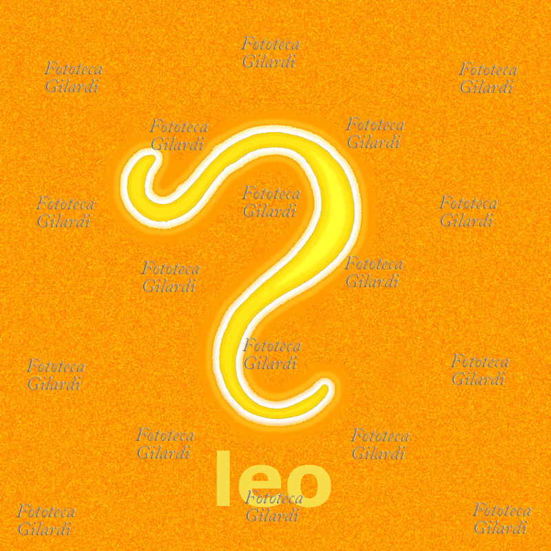 ZODIACO Simbolo del segno zodiacale del Leone (Leo). Realizzazione grafica di Elena Piccini, Italia 2002.