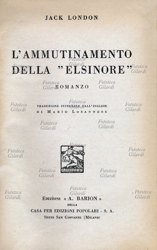 Jack LONDON (1876-1916) frontespizio della edizione italiana di: L\