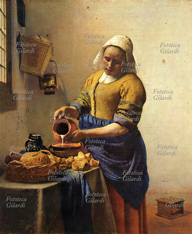 Jan VERMEER di Delft (1632-1675) stampa da dipinto, La lattaia, o \