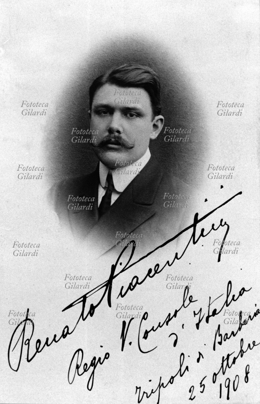 Renato PIACENTINI, Royal Vice Consul of Italy in Tripoli di Barberia. Autographed portrait from the collection \