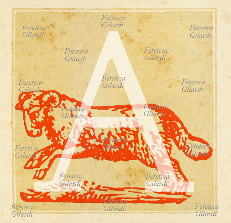 ARIETE capolettera A con segno zodiacale dell\