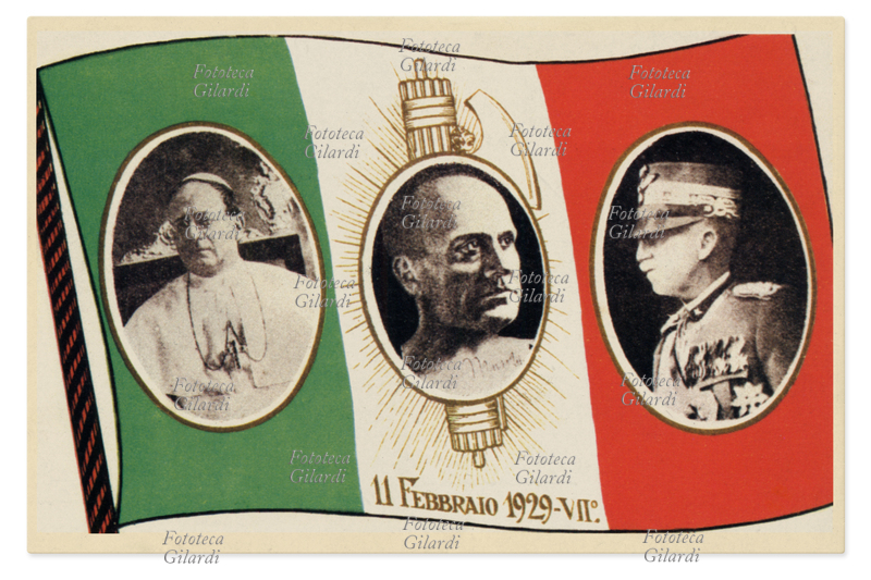 CONCORDATO Ritratti in ovale dei tre personaggi coinvolti nella riconciliazione fra Chiesa e Stato dopo la rottura seguita all\