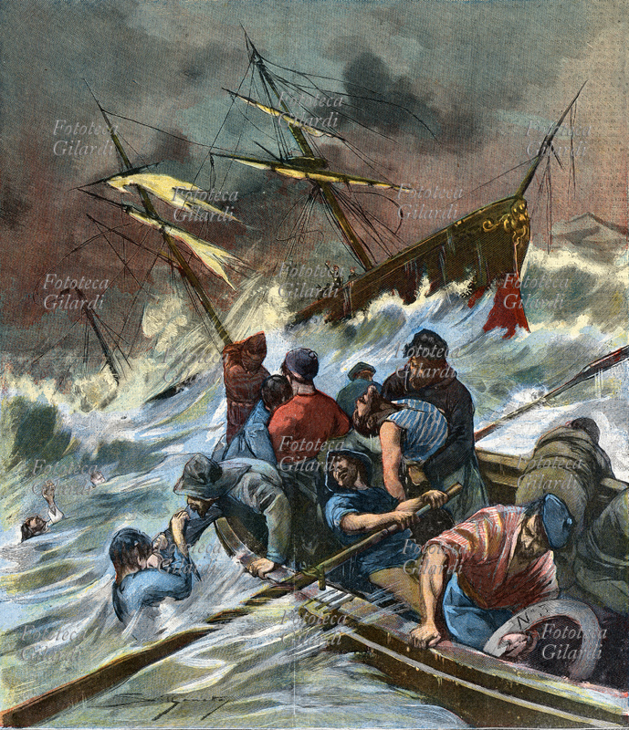 INCIDENTE NAUTICO Naufragio del brik a palo austro-ungarico "Matteo", appartenente al dipartimento di Fiume, avvenuto sulle le coste siciliane presso Termini Imerese, dove una forte tempesta sorprese l\