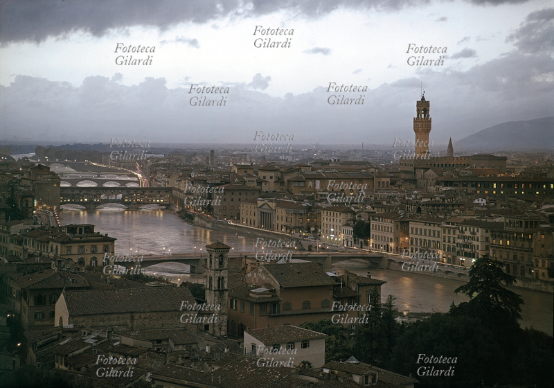 FIRENZE Panorama di Firenze al tramonto, 1950 circa