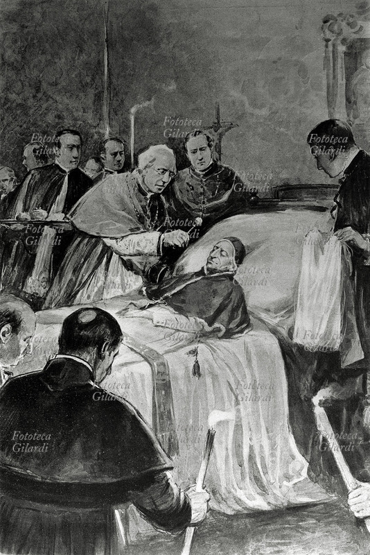 LEONE XIII il Camerlengo Cardinale Oreglia constata la morte di Papa Leone XIII. 20 luglio 1903