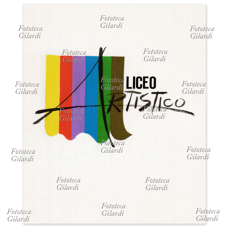 SCUOLA Targa per "Liceo Artistico", illustrazione di Libico Maraja (1912-1983) pittore, disegnatore e illustratore italiano. s.d.