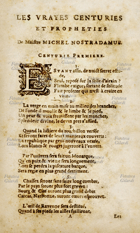 NOSTRADAMUS (Michel de Notredame, 1503-1566) pagina dalle celebri profezie, le \