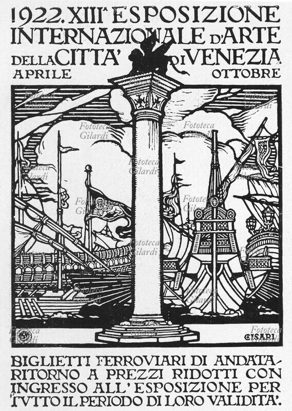 BIENNALE Poster of Giulio Cisari (1892 - 1979) for the XIII edition of the International Art Exhibition in Venice, April / October 1922.