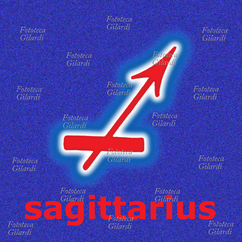 ZODACO Simbolo del segno zodiacale del Sagittario (Sagittarius). Realizzazione grafica di Elena Piccini. Italia, 2002.
