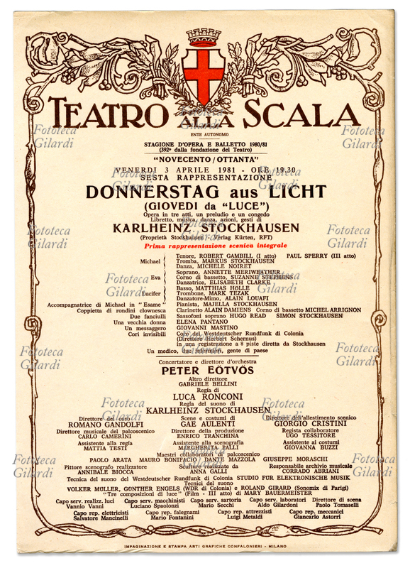 Karlheinz STOCKHAUSEN (1928-2007) - Locandina per la rappresentazione dell\