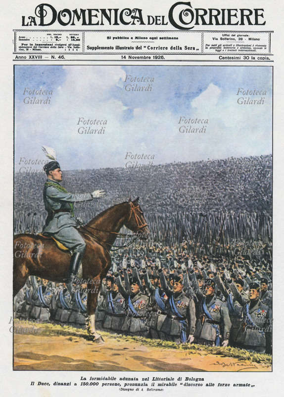 FASCISMO "La formidabile adunata nel Littoriale di Bologna. Il Duce, dinanzi a 150.000 persone, pronuncia il mirabile \