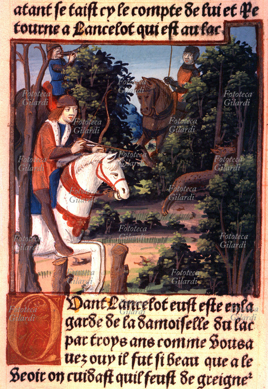 LANCILLOTTO Scena di caccia. Miniatura dall\
