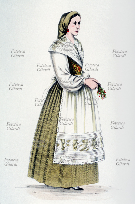LUCCA (LU) traditional female costume. Plate no. 6 from \
