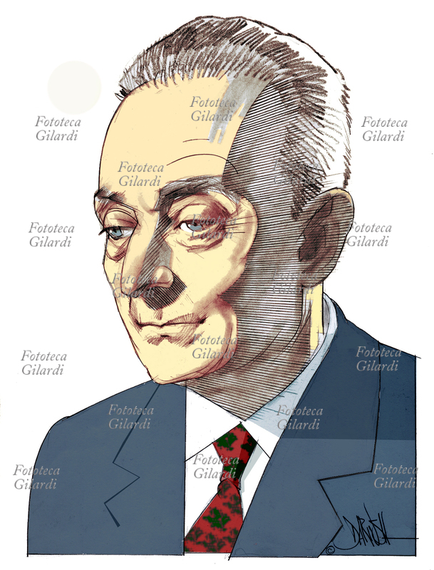 Nicola ABBAGNANO (1901-1990) Italian philosopher and historian; portrait, illustration Dariush Radpour, digital colored pencil drawing, 2010. This can not be used with lower rate to € 80.00