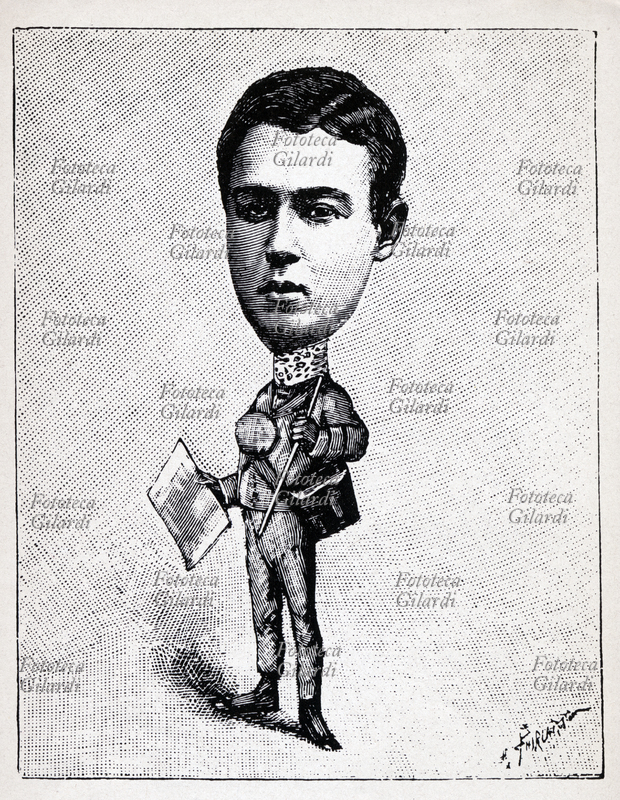 STORIA DELLA FOTOGRAFIA ritratto caricaturale, ottenuto con tecnica di fotomontaggio: variando le proporzioni della testa rispetto al corpo si ottiene un effetto comico. Illustrazione del francese Henri Thiriat (1843-1926), uno degli incisori che hanno contribuito alla definizione della tecnica di fotoincisione, dall\