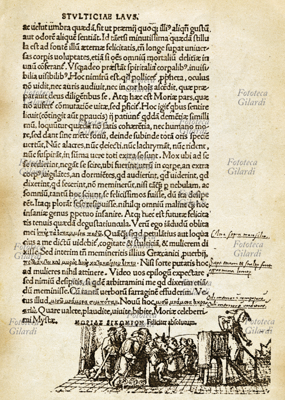 ERASMO DA ROTTERDAM (1466/14691536) stampa facsimile della pagina finale dell\