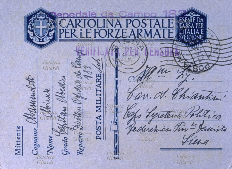 SECONDA GUERRA MONDIALE corrispondenza: una Cartolina Postale delle Forze Armate, esente da tassa per l\