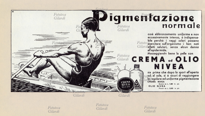 PUBBLICITÀ Crema od olio Nivea. Pigmentazione normale. Sia prima che dopo uno sport all\