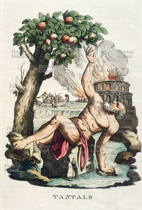 MITOLOGIA Tantalo re di Lidia, raffigurato nel Tartaro, parte dell\