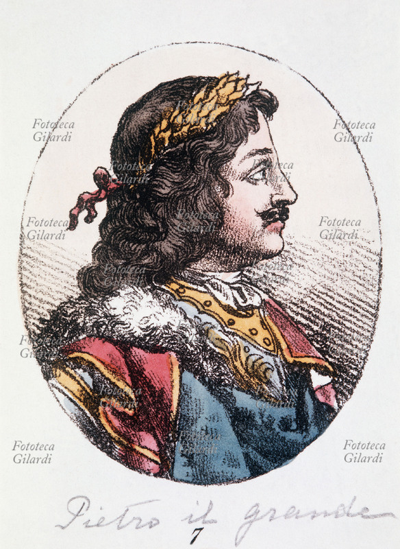 PIETRO I di Russia (9 giugno 1672 – 8 febbraio 1725) detto il Grande, zar dal 1682 e primo imperatore di Russia dal 1721 alla morte. Quartogenito dello zar Alessio Michajlovic e della sua seconda moglie Natalia Kirillovna Naryskina. Fedor III, Figlio della prima moglie fu il successore al trono. Alla sua morte Pietro salì al trono all\