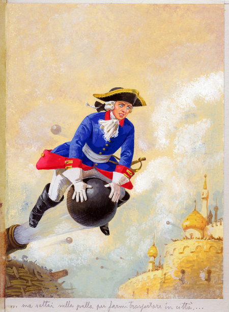 MUNCHAUSEN FLYING ON A CANNONBALL