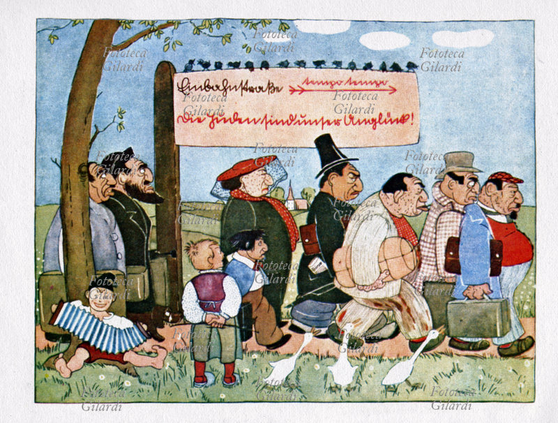 GERMANIA/Nazismo. Pagina emblematica tratta da un libro per bambini del NSDAP (Partito Nazionalsocialista Tedesco dei Lavoratori) dal titolo \