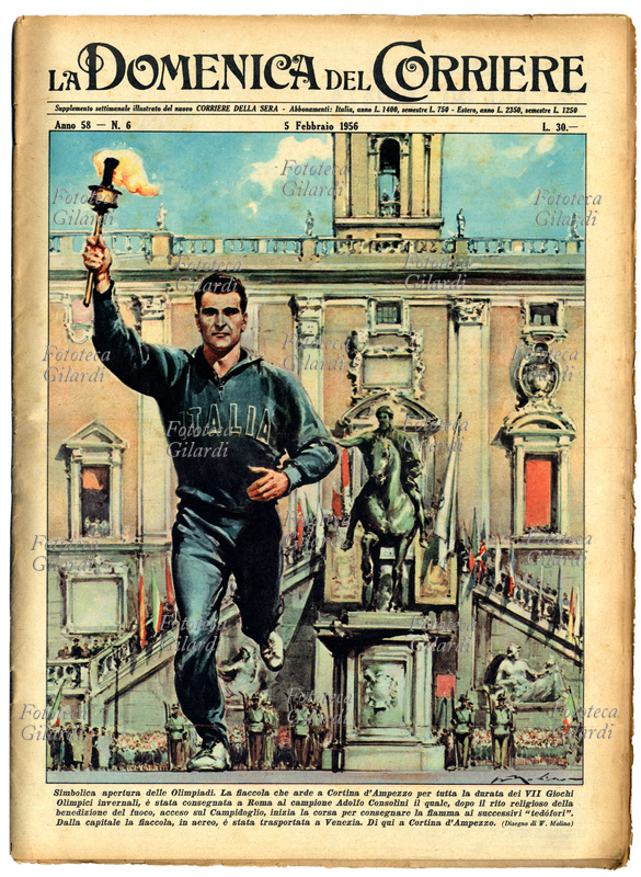 OLIMPIADI "Simbolica apertura delle Olimpiadi. La fiaccola che arde a Cortina d\