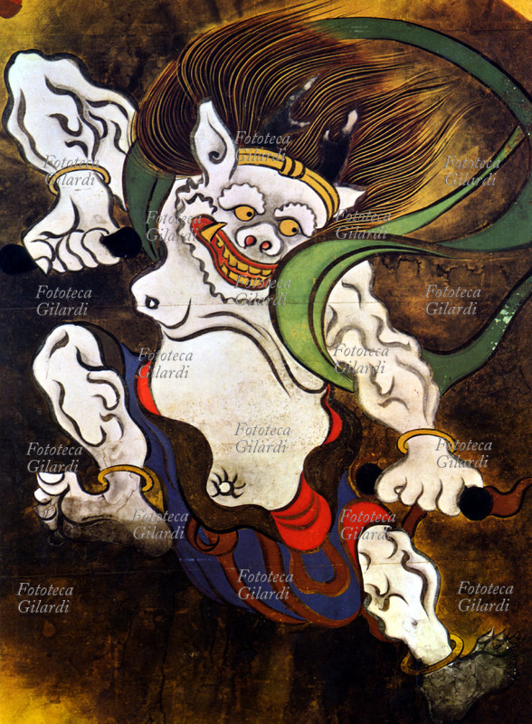 MITOLOGIA GIAPPONESE La divinità del vento e del tuono, decorazione di Ogata Korin (1658 – 20 luglio 1716). Periodo Edo, inizi del XVIII secolo.