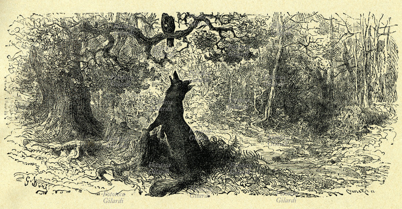 Jean de LA FONTAINE (1621-1625) Il Corvo e la Volpe. Illustrazione di Gustave Doré (1832-1883) da \