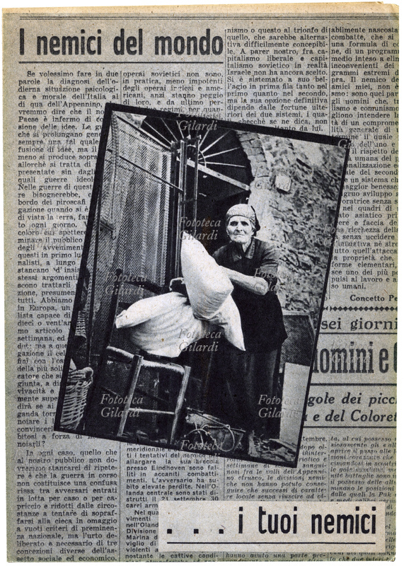 PROPAGANDA pagina interna di un manifesto repubblichino lanciato dagli aerei tedeschi fra le popolazioni delle retrovie del fronte in attesa dei "liberatori" alleati (vedi anche #39284 e #39185). Guerra psicologica, Italia 1944