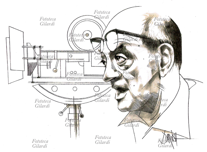 Luis Buñuel Portolés (1900 - 1983) regista, sceneggiatore e produttore cinematografico spagnolo naturalizzato messicano. Illustrazione di Dariush Radpour, disegno a matita lavorato digitale, s.d. Questa immagine non può essere utilizzata con tariffa inferiore a € 80,00