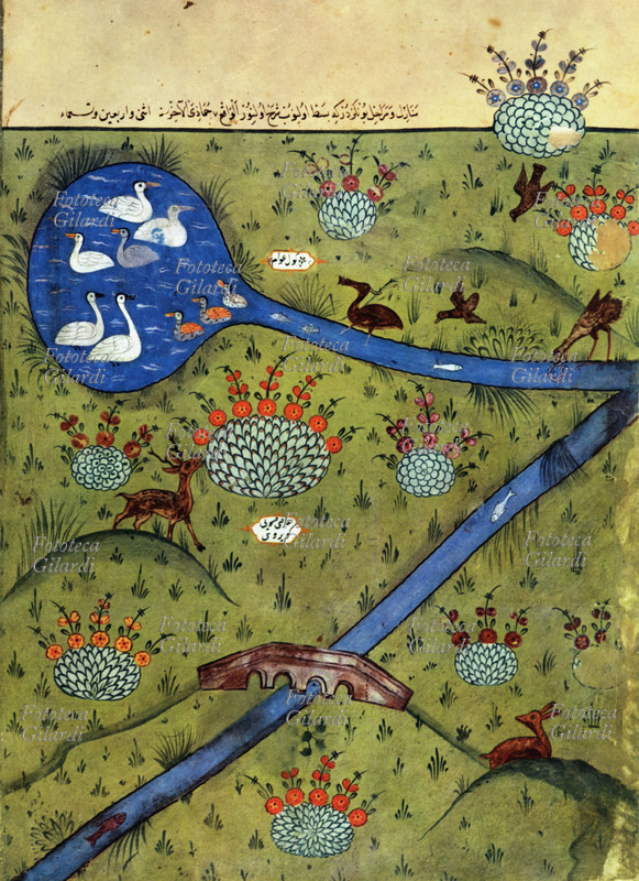 TURCHIA Il lago dei cigni, il ponte sul fiume Assi. Illustrazione dal \