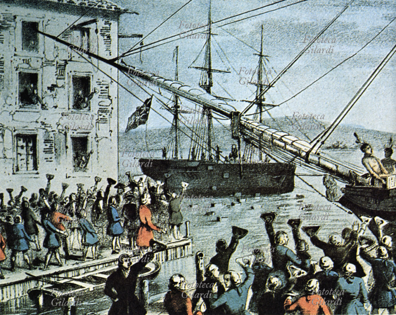 U.S.A. RIVOLUZIONE AMERICANA I coloni americani salutano con approvazione l\
