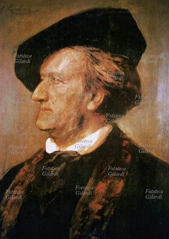 Richard WAGNER (1813-1883) compositore tedesco. Ritratto ad olio di Franz von Lenbach, 1871 eseguito su commissione di Margarethe von Bedecker.
