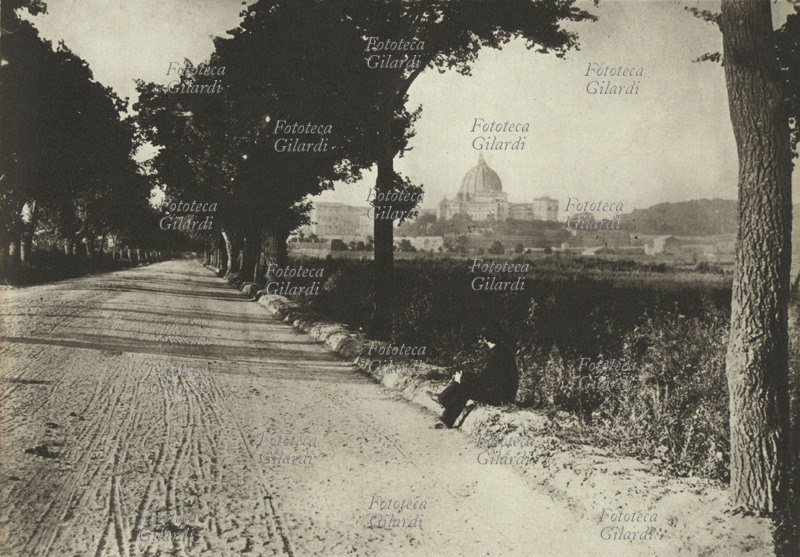 ROMA Veduta della Basilica di San Pietro in Vaticano da viale Angelico, fuori le mura, 1880 circa