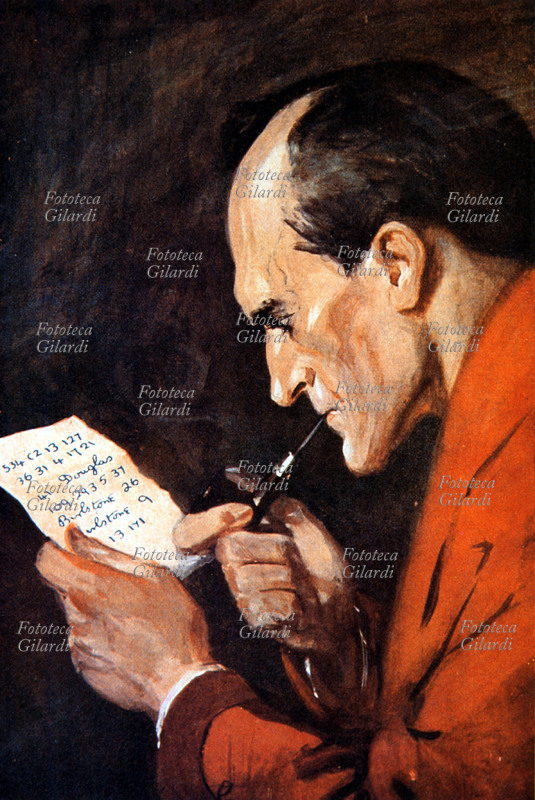 Sir Arthur Conan DOYLE (1828-1896) Ritratto di Sherlock Holmes eseguito da Frank Wiles e posto all\