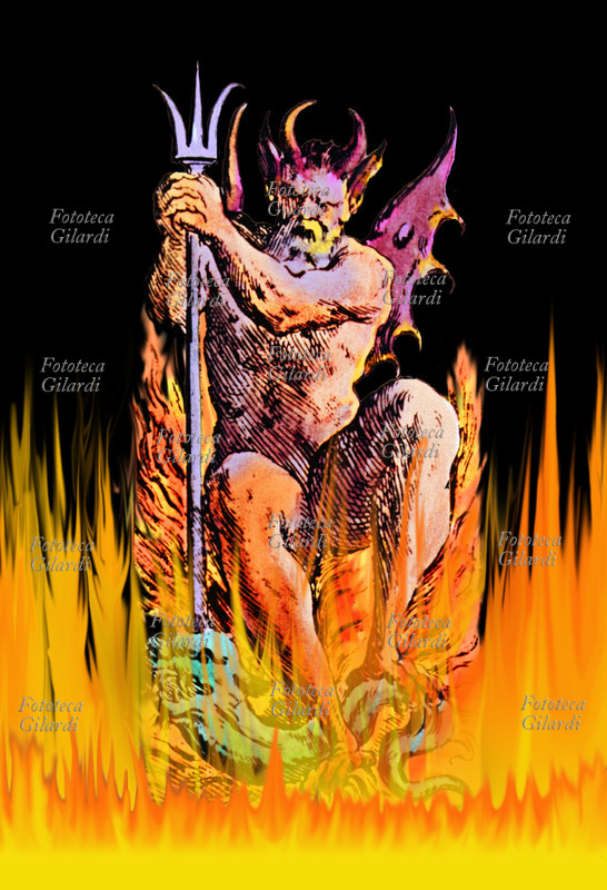 IL DIAVOLO la figura del diavolo, Arcano Maggiore dei Tarocchi in una incisione di Giuseppe Mitelli. Elaborazione grafica di Elena Piccini, 2006