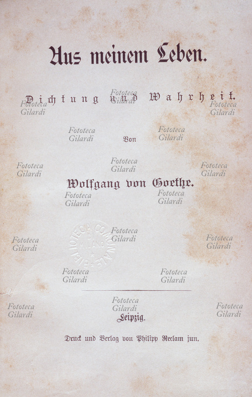 Johann Wolfgang von GOETHE (28 agosto 1749 – 22 marzo 1832) Frontespizio di \