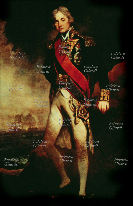 Horatio NELSON (1758-1805) ammiraglio inglese. Stampa da dipinto di John Hoppner, 1801