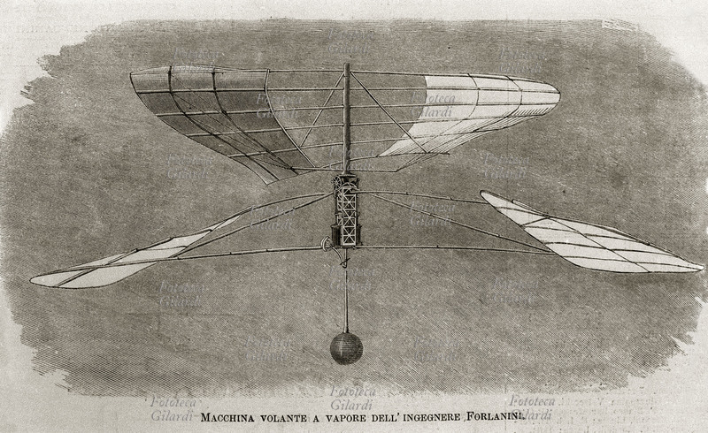 Enrico FORLANINI (1848-1930) macchina volante a vapore progettata nel 1878 dall\