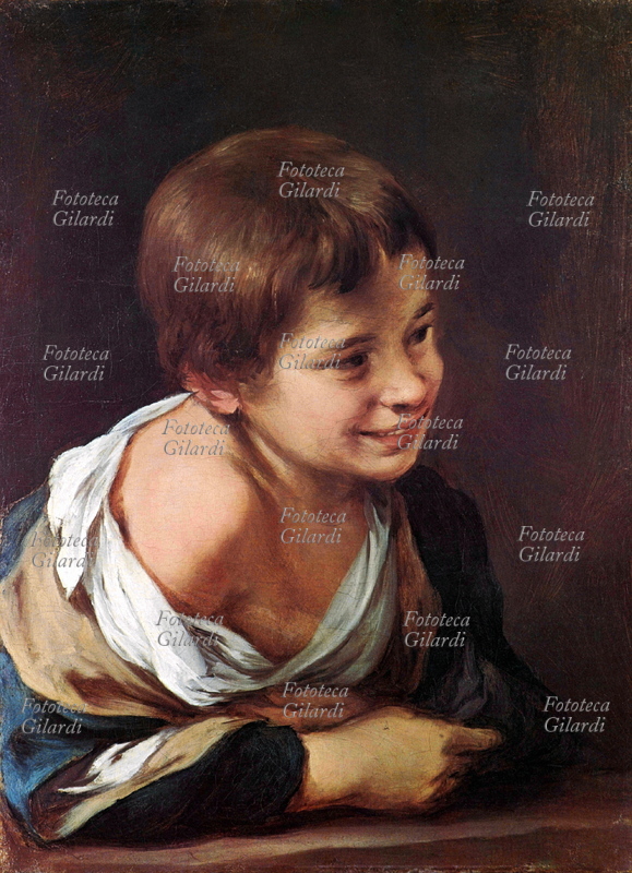 Bartolomé Esteban MURILLO (1º gennaio 1618 – 3 aprile 1682) bambino appoggiato ad un parapetto. Dipinto, Spagna XVII secolo.