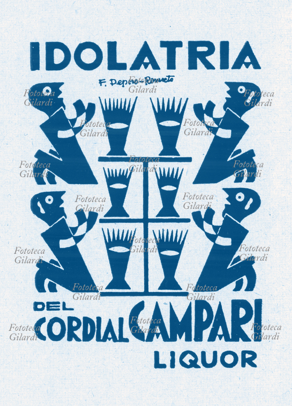 PUBBLICITÀ annuncio pubblicitario di Fortunato Depero (30 marzo 1892 – 29 novembre 1960) per il liquore \